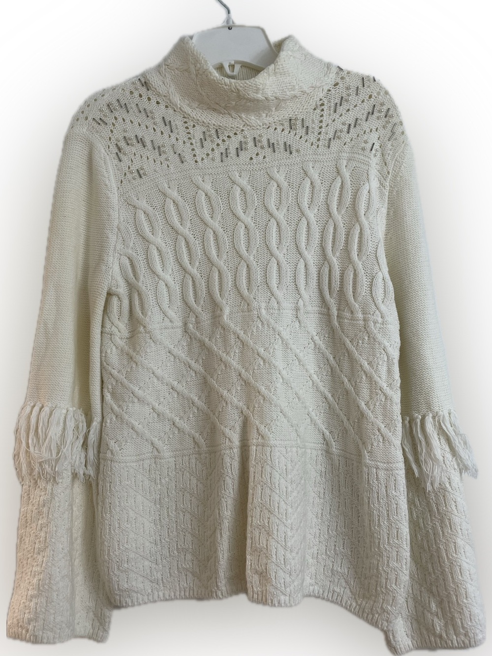 White House Black Market NWOT Boho Cable-Knit Turtleneck Sweater